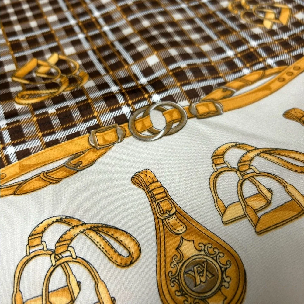 Monaco Monte Carlo Equestrian Scarf – Brown/Gold – 60”x12” Made in Italy